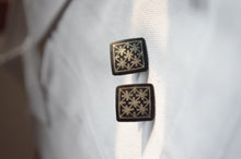 Load image into Gallery viewer, Bidri Cufflinks with Silver Inlay - Square
