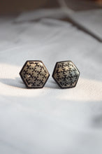 Load image into Gallery viewer, Bidri Cufflinks with Silver Inlay - Hexagon