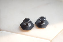 Load image into Gallery viewer, Bidri Cufflinks with Silver Inlay - Hexagon