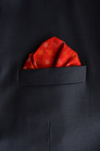 Load image into Gallery viewer, Pocket Square in Red Ikat & Solid Red - Set of 2