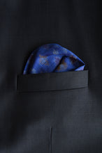 Load image into Gallery viewer, Pocket Square in Blue Ikat & Solid Red - Set of 2