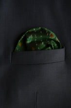 Load image into Gallery viewer, Pocket Square in Green Ikat & Solid Red - Set of 2
