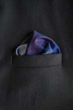 Load image into Gallery viewer, Pocket Square in Blue Ikat & Solid Blue - Set of 2