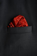 Load image into Gallery viewer, Pocket Square in Red Ikat & Solid Blue - Set of 2