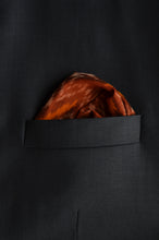 Load image into Gallery viewer, Pocket Square in Brown Ikat & Solid Orange - Set of 2