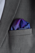 Load image into Gallery viewer, Pocket Square in Blue Ikat & Solid Blue - Set of 2