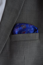 Load image into Gallery viewer, Pocket Square in Blue Ikat & Solid Red - Set of 2