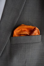 Load image into Gallery viewer, Pocket Square in Orange Ikat & Solid Blue - Set of 2