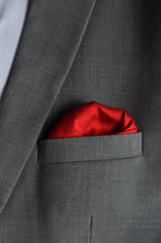 Load image into Gallery viewer, Pocket Square in Blue Ikat & Solid Red - Set of 2