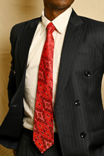 Load image into Gallery viewer, Red Silk Ikat Necktie