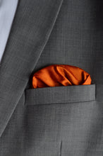 Load image into Gallery viewer, Pocket Square in Brown Ikat & Solid Orange - Set of 2