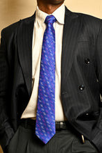 Load image into Gallery viewer, Blue Ocean Silk Ikat Necktie