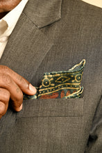 Load image into Gallery viewer, Ajrakh Silk Pocket Square in Deep Blue