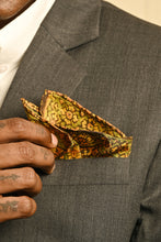 Load image into Gallery viewer, Ajrakh Silk Pocket Square in Ochre Yellow