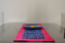 Load image into Gallery viewer, Blue Table Runner in Ikat & Raw Silk