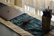 Load image into Gallery viewer, Green Table Runner in Ikat & Raw Silk