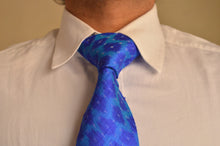 Load image into Gallery viewer, Raw Silk Ikat Necktie in Cobalt Blue
