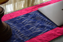 Load image into Gallery viewer, Blue Table Runner in Ikat & Raw Silk