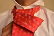 Load image into Gallery viewer, Raw Silk Ikat Necktie in Diamond Red