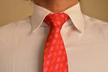 Load image into Gallery viewer, Raw Silk Ikat Necktie in Diamond Red
