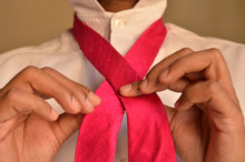 Load image into Gallery viewer, Raw Silk Necktie in Solid Magenta