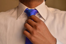 Load image into Gallery viewer, Raw Silk Ikat Necktie in Royal Blue