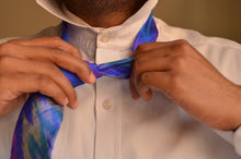 Load image into Gallery viewer, Raw Silk Ikat Necktie in Royal Blue
