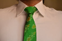 Load image into Gallery viewer, Raw Silk Ikat Necktie in Forest Green
