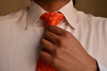 Load image into Gallery viewer, Raw Silk Ikat Necktie in Diamond Orange