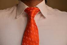 Load image into Gallery viewer, Raw Silk Ikat Necktie in Diamond Orange