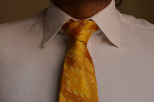 Load image into Gallery viewer, Raw Silk Ikat Necktie in Patterned Yellow