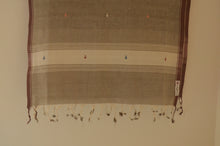 Load image into Gallery viewer, Naturally Dyed Jamdani Scarf (Long) in Brown