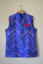 Load image into Gallery viewer, Indian Jacket - Blue Tiger (Raw Silk Ikat)