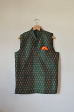 Load image into Gallery viewer, Indian Jacket - Green Diamond (Raw Silk Ikat)