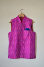 Load image into Gallery viewer, Indian Jacket - Magenta Tree (Raw Silk Ikat)