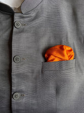 Load image into Gallery viewer, Raw Silk Pocket Squares in White Ikat & Solid Orange - Set of 2