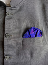 Load image into Gallery viewer, Raw Silk Pocket Squares in Blue Ikat & Solid Magenta - Set of 2