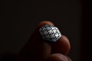 Bidri Cufflinks with Silver Inlay - Hexagon