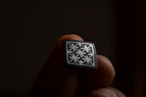 Bidri Cufflinks with Silver Inlay - Square