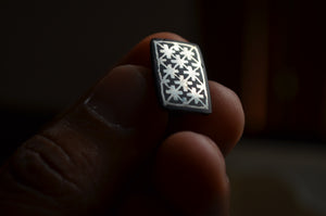 Bidri Cufflinks with Silver Inlay - Rectangle