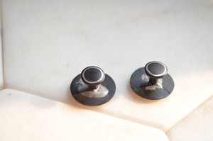 Bidri Cufflinks with Silver Inlay - Round