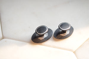 Bidri Cufflinks with Silver Inlay - Oval