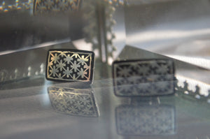Bidri Cufflinks with Silver Inlay - Rectangle
