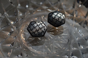 Bidri Cufflinks with Silver Inlay - Hexagon