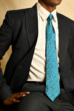 Load image into Gallery viewer, Blue Peacock Silk Ikat Necktie
