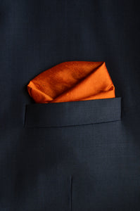 Pocket Square in Brown Ikat & Solid Orange - Set of 2