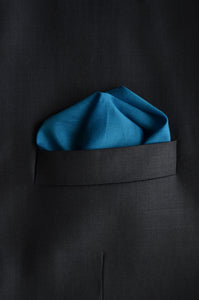 Pocket Square in Black Ikat & Solid Blue - Set of 2