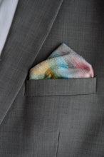 Load image into Gallery viewer, Pocket Square in White Ikat &amp; Solid Orange - Set of 2
