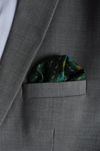 Load image into Gallery viewer, Pocket Square in Green Ikat &amp; Solid Red - Set of 2
