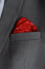 Load image into Gallery viewer, Pocket Square in Red Ikat &amp; Solid Red - Set of 2
